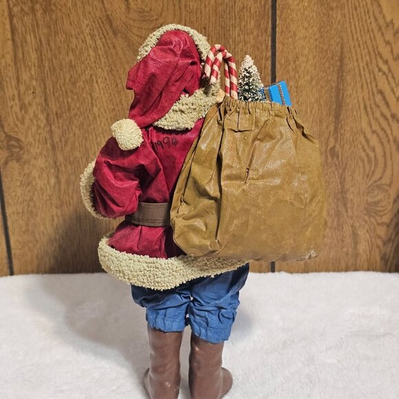 Vtg Midwest Clothtique and Ceramic Santa Figurine With Horn and Gift Sack READ - Picture 3 of 11